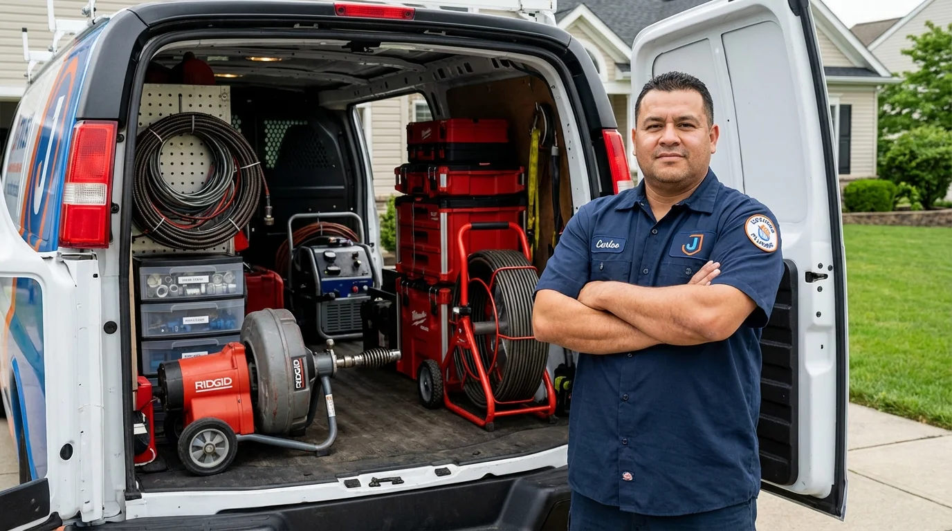Professional drain cleaning equipment and Johns Plumbing LLC plumber in Braddock Heights