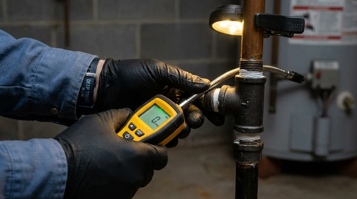 Gas leak detection with electronic sniffer by Johns Plumbing LLC in Braddock Heights